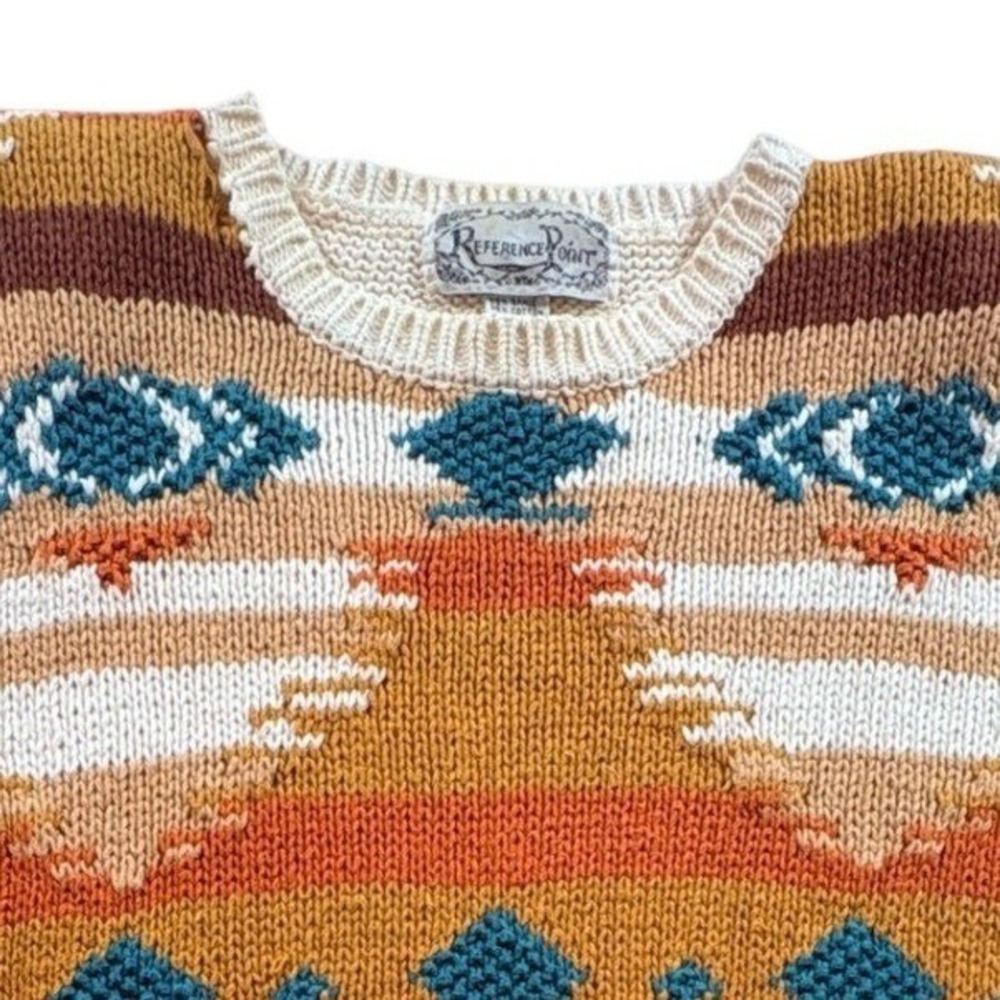 Reference Point Southwestern Knit Sweater Womens Medium Ramie Cotton Pullover
